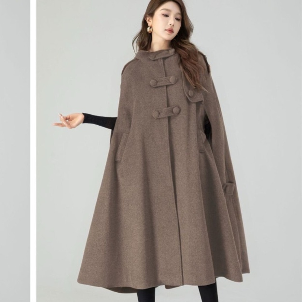 Chic real wool brown color Cape with Toggles, brand new from esty